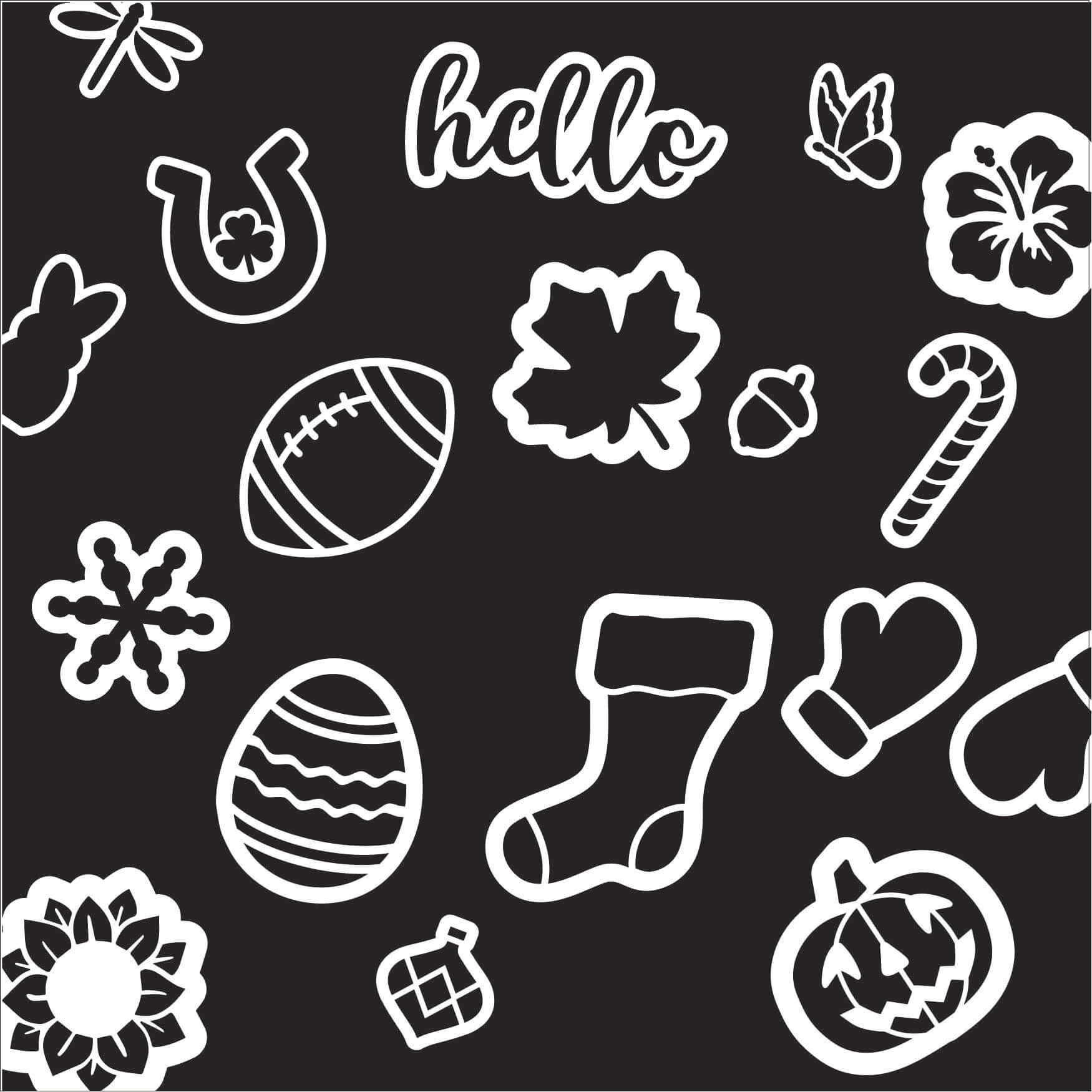 Plata Chalkboards collection of magnetic chalkboard stencil sets for holidays, seasons, sports and more to create chalkboard art for home, business and offices.