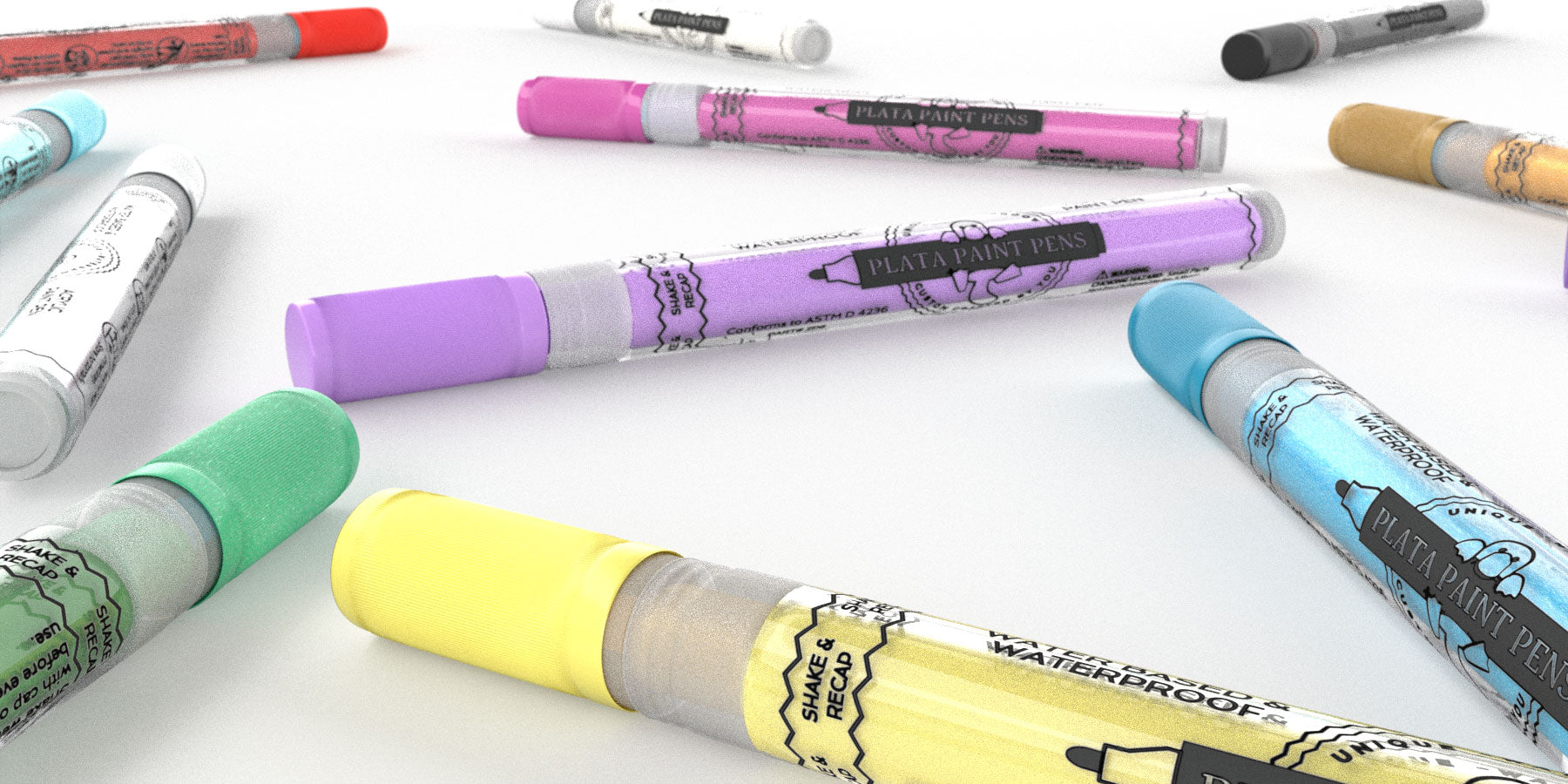 Colorful erasable waterproof liquid chalk markers displayed on a table