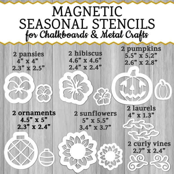4 Season 🧲 Magnetic Chalkboard Stencils, Fun Chalkboard Art - Plata ...