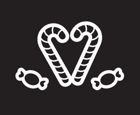 A candy cane heart design created by placing two candy cane chalkboard stencils together to form a Valentine's Day heart stencil