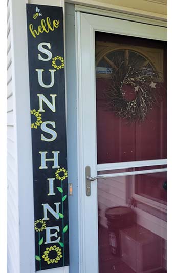 Hello sunshine chalkboard sign, summer porch sign with sunflower design