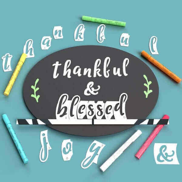 Plata Chalkboards Oval Chalkboard Sign Stenciled with Stencil Letters. Thankful &amp; Blessed Chalkboard Sign