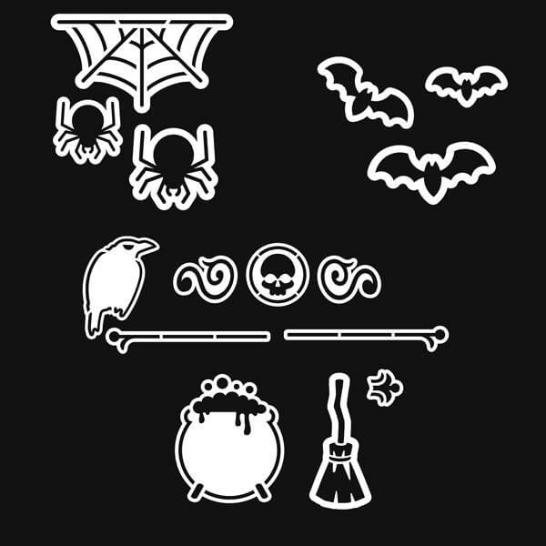 Halloween Stencils for Chalkboards, Chalkboard stencils for Halloween, Bat stencils, witches cauldron stencil, crow stencil, raven stencil, spider stencil, spider web stencil, skull stencil