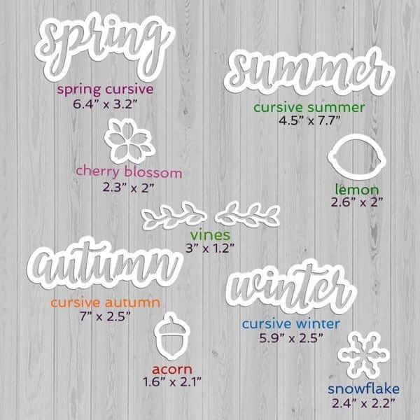 Seasons Stencil Calligraphy Pack 1 - Plata Chalkboards