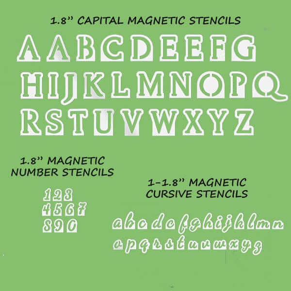 Letter Stencils for Chalkboards, 2 inch capital letter stencils, 1-2&quot; lowercase cursive letter stencils, 2 inch number stencils for chalk lettering DIY chalkboard