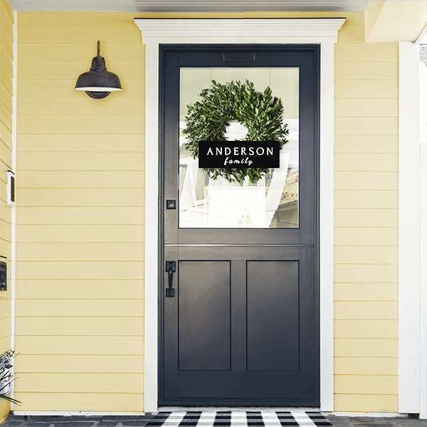 Hanging chalkboard welcome sign kit: Includes 15" x 5" chalkboard, capital letter stencils, cursive letter stencils, 6 chalk paint pens for easy DIY welcome signs