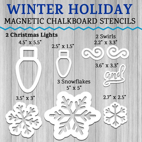 Winter Holiday Chalkboard Stencils, Fun 🧲 Magnetic Stencils - Plata Chalkboards winter-holiday-chalkboard-stencils-fun-magnetic-stencils-plata-chalkboards