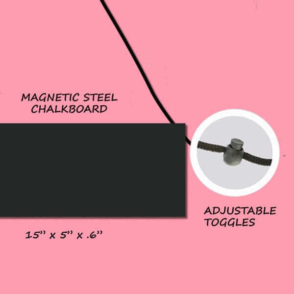 Steel Magnetic Chalkboard sign with adjustable hanging cord 15&quot; x 5&quot; x .6&quot; for DIY welcome signs, Craft Nights, Paint Night